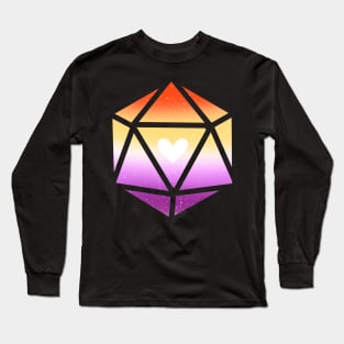 Lesbian Leviathan Pride Heart D20 Dice Long Sleeve T-Shirt